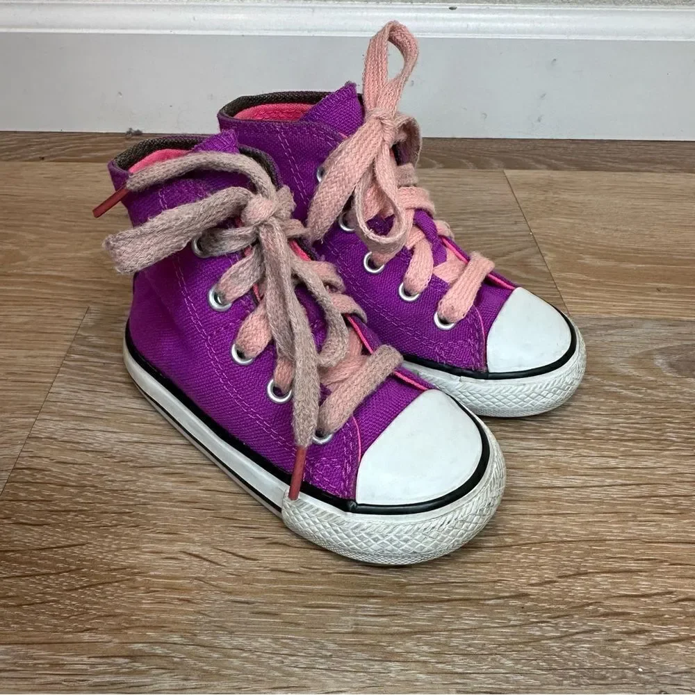 Converse High Top Purple Pink Girls Sneakers
